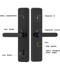Keyless Entry Smart Lock With Slick Touchscreen Handle And Fingerprint Door Lock Electronic Deadbolt For Front Doors showing features like fingerprint scanner and password IC.