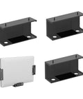 Heavy Duty Under Desk Laptop Mount Holder Screw Clamp Design zeroes desk clutter with sturdy black metal design.