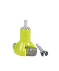 Built Tough 3 Piece Die Cast Aluminum Tenon Cutter Set With 1.5 And 2 Inch Sizes And Matching Forstner Bits Heavy Duty Drill Attachment showing bright lime green tenon cutter.