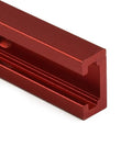 Beefy Aluminum T Track Miter Jig for Woodworking 300 to 600mm Range, T Slot Router Table Fixture, red aluminum section close-up