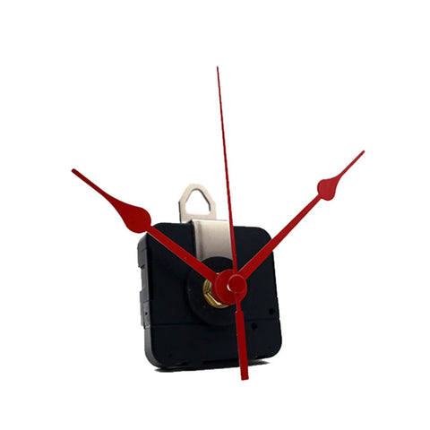 Backwards Clock Movement Kit For DIY Wall Clocks Replacement Accessory with red hands and metal hook, ideal for craft projects