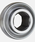 Heavy Duty 205KRRB2 Agricultural Splined Bearing With Seven Eighth Inch Hex Bore And 2.04 Outer Diameter showing hex bore design and smooth finish.