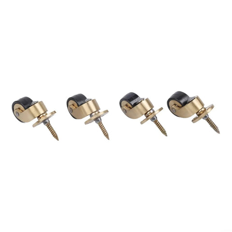 Four 360° Silent Brass Furniture Casters 4-Pack Wheels 360° Silent with mounting screws for furniture.