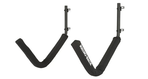Heavy Duty Wall Hanger With 176 Pound Capacity For Roof Boxes Kayaks SUPs Canoes And More Keep Your Home Or Garage Clutter Free And Ready To Grab Gear Fast, showing two padded black metal brackets.