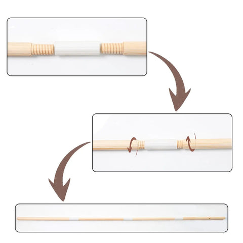 Replacement Wood Poles And Connectors For Kids Teepee Tent, 69 Inch Length, with threaded ABS connector detail.
