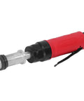 Slick And Smooth Air Straight Die Grinder Pneumatic Grinding Drilling Tool 3500 Rpm Quarter Inch Inlet 75Mm Drive Shaft with red grip and silver body