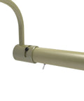 Side view of 12 Inch Tru Slim Antique Brass LED Picture Light With Adjustable Arm Plug In 2700K Warm White Toggle Switch