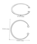 5 Piece Stainless Steel Internal C Clip Snap Ring Set For Shafts And Pins with measurements, 6.5cm diameter and 0.1cm thickness