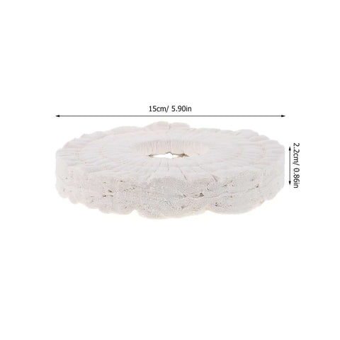 Cotton Buffing Polishing Wheel 150x50x20mm For Woodworking Edge Banding Machines White Cloth Wheel Replacement Industrial Polisher Equipment Ideal For High Volume Woodworking Shops Smooth Edge Finishes Durable White Cloth Construction side view