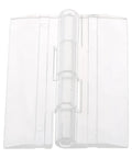 Set Of Four Clear Acrylic Folding Hinges 45x35mm Mini Hinge Hardware for furniture cabinets doors close-up view