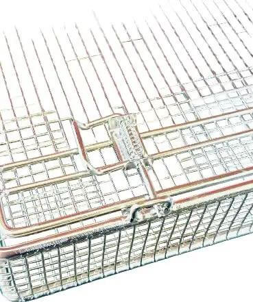 Stainless Steel Mesh Parts Washing Basket With Double Locking Lid For Secure Storage And Deep Cleaning, Rust Resistant Heavy Duty Organizer Tray