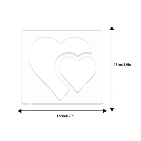 Clear Acrylic Double Heart Router Templates for Woodworking, 5mm thick inlay guides, precision jig tracing tool, 15x17 cm