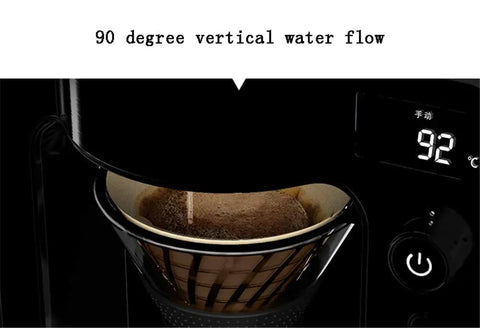 No Sweat Bean To Cup Coffee Maker With One Touch Espresso Button And Smart Temperature Control For Barista Quality Sips And Stress Free Daily Grinds Silver, showing 90-degree vertical water flow during brewing.