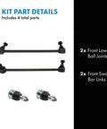 Front Suspension Kit With Front Lower Ball Joints And Sway Bar Links For 2015 2020 Acura TLX And 2013 2017 Honda Accord, DIY Ready Replacement To Restore Ride Quality And Handling. 4 parts shown