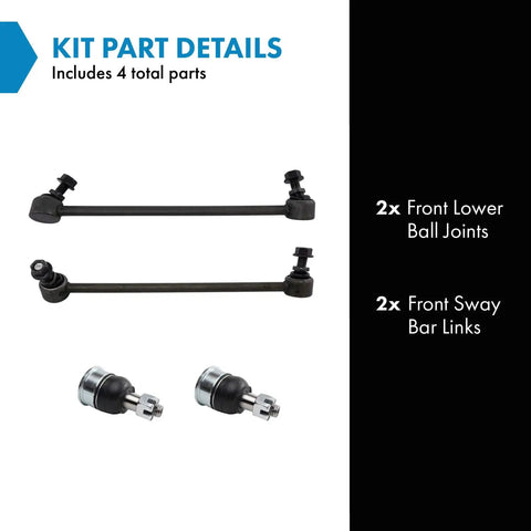 Front Suspension Kit With Front Lower Ball Joints And Sway Bar Links For 2015 2020 Acura TLX And 2013 2017 Honda Accord, DIY Ready Replacement To Restore Ride Quality And Handling. 4 parts shown