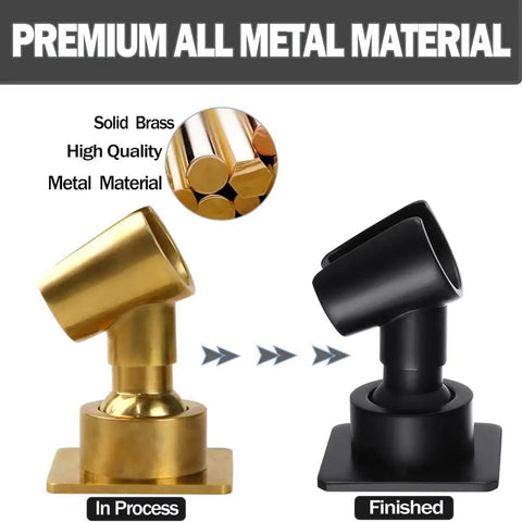 All Metal Brass Handheld Shower Wand Bracket With Adhesive Wall Mount Black Finish Rust Proof 360 Degree Rotation in process to finished view