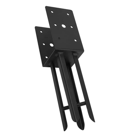 Heavy Duty U Shaped Fence Post Anchor Ground Spike 4 x 4 In Concrete Base for Fence Railing and Pergola Posts, black steel