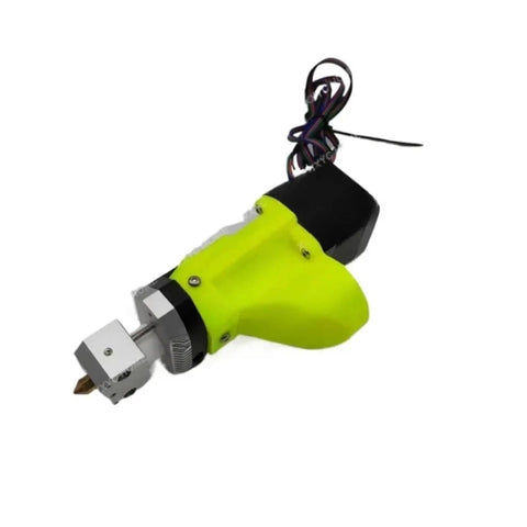 Game Changing Universal Pellet Extruder Kit For 3D Printer Filament Production With Rock Solid 0.8 Mm Nozzle view of bright yellow extruder nozzle assembly.