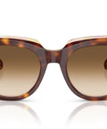 Doreen Square Sunglasses In Light Havana On Transparent Frame With Clear Gradient Brown Lenses 49 Millimeter Size Medium Fit UV Protection
