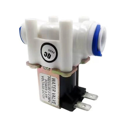 3/8 Inch DC 12V Solenoid Valve Normally Closed Water Inlet Flow Switch With Push Fit Quick Connect on white background