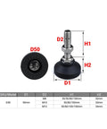 Legit Heavy Duty Adjustable Furniture Legs With Swivel Glide Pads M12 Threads rock solid leveling feet measurements and details.