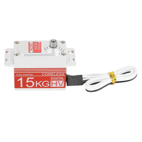 Hardcore 15Kg Digital Steering Servo Built Different Kickin It With A Savage Coreless Brushless Motor And Beefy All Metal Gears For Rc Car Truck Builds In Scarlet, showing a coreless digital servo with wire.