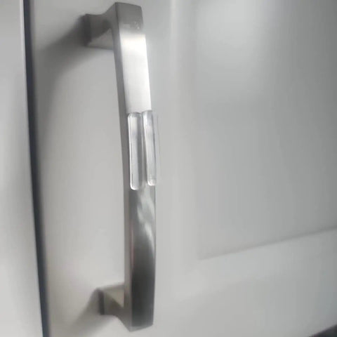 Clear Cabinet Door Bumpers Kit, 61 Pieces Self Adhesive Soft Rubber Pads In Four Sizes on metal handle of white cabinet