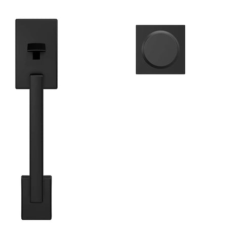 Front Entry Handleset With Collins Trim In Matte Black For Standard Doors 1 5/8 To 1 3/4 Inches, Pairs With Deadbolt