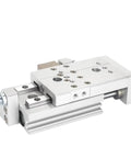 Heavy Duty Dual Axis Sliding Table Pneumatic Cylinder Killer Smooth Glide Mechanical Actuator with aluminum frame for assembly line use.