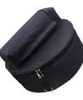 Tour Ready Waterproof Drum Backpack And Oxford Cloth Gig Bag With Padded Adjustable Straps, large round black gear bag with zipper.