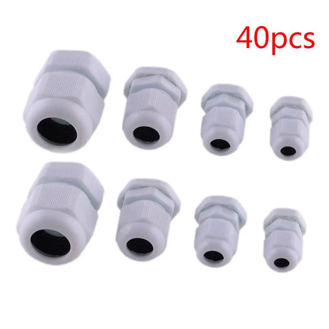 Pro Grade Heavy Duty Strain Relief Cord Grip Lock Nut Set For M12 M16 M20 M25 Cables 40 Piece Kit with visible lock nuts
