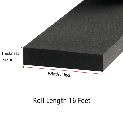 Seal The Deal With 2 Inch Insulation Foam Tape 3/8 Thick Adhesive Weather Stripping showing 2 inch width and 3/8 inch thickness.