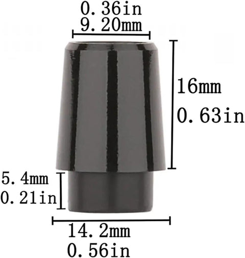 Black ferrule for 0.355 inch tip irons with dimensions shown, part of 12 Pcs Black Golf Ferrules For 0.355 Inch Tip Irons And Shaft Sleeves Universal Fit Shaft Adapter For Golf Club Shafts Easy Install Durable Replacement Parts For Custom Repairs And Upgrades
