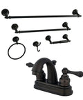 4 Inch Centerset Bathroom Faucet With 5 Piece Hardware Set In Oil Rubbed Bronze Solid Brass Construction Duraseal Washerless Cartridge Deck Mount 3 Hole Install Comes With 24 Inch Towel Bar And 4 9 16 Inch Robe Hook