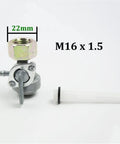 Gas Tank Fuel Switch Valve Petcock For Chinese Gasoline Generators 5.5HP To 16HP Fits 168F 163CC 196CC 170F 208CC 211 Engines Replacement High Quality 16mm x 1.5mm Threading With 22mm Hex Nut Drop In Ready shown with hex nut and threading details