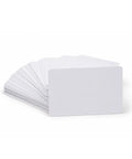 Top Shelf Blank Composite ID Cards For Retransfer Printers 30 Mil Pvc Pet Blend Cr80 stacked white badge stock with slick coating.