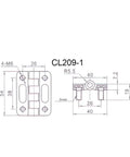 Technical drawing of Beefy 2 Piece Heavy Duty Door Hinges Black Zinc Alloy For Kitchen Cabinets And Furniture DIY Hinges Rust Resistant Durable Long Lasting 54 By 40 Millimeters Folding Corner Style CL209 1 with measurements visible.