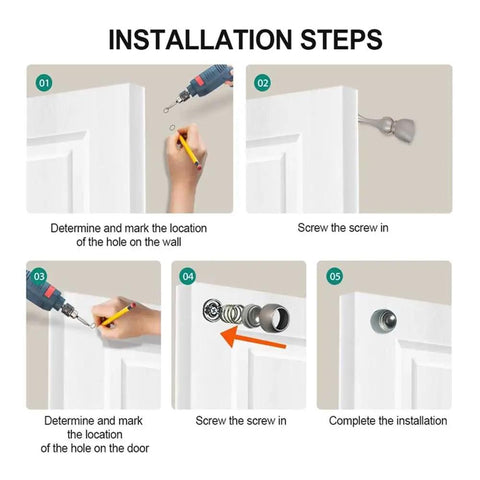 Installation steps for Magnetic Door Stop Two Pack, Heavy Duty Stainless Steel Door Catch And Holder, Wall And Floor Mounted