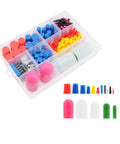 High Temp Silicone Rubber Tapered Plug Kit With 150 And 60 End Caps in assorted colors in plastic case
