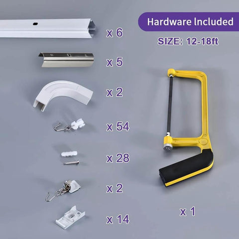 Heavy Duty Aluminum Ceiling Track System For Curtains With Hooks And Corner Connectors Set Of 2 9 To 12 Ft Track Set