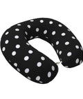 Polka Dot U Shaped Travel Pillow With Memory Foam Core For Naps On Planes Cars And At Home Or In The Office Providing Cervical Neck Support And Super Cozy All Day Comfort.