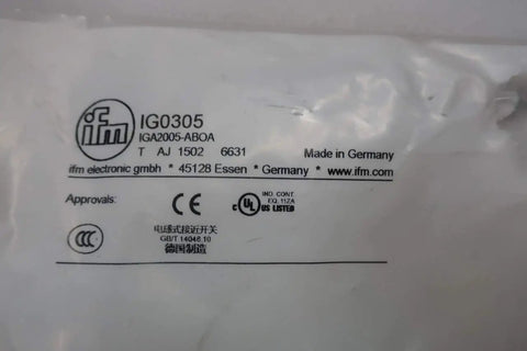 Label on packaging for Inductive Proximity Sensor 20 To 250V AC For Industrial Automation, Compact IG0305 IGA2005-ABOA.