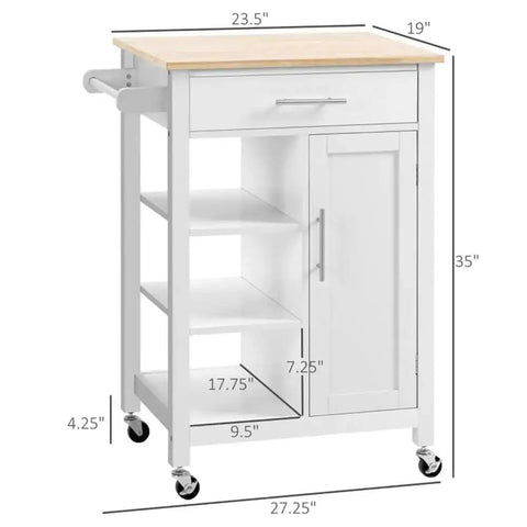 Gonna Love This Smooth Rollin Kitchen Island Cart Featuring Hella Roomy Storage Adjustable Shelves dimensions 27.5x19x35 inches in white MDF.