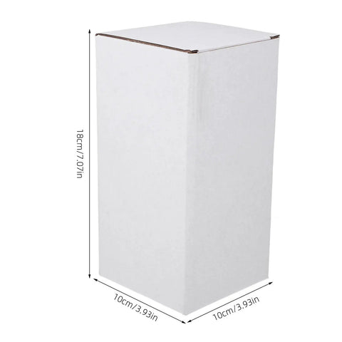 10 Pack Corrugated Cardboard Moving Boxes Mailers For Shipping And Packing 7x4x4 Inch, white box with measurements shown.