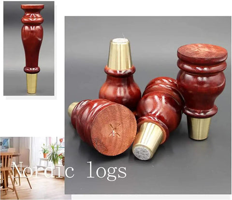 Straight Up Solid Hardwood Furniture Legs 9.8 Inch Heavy Duty Replacement Feet for Desks Sofas and Tables, dark wood finish.
