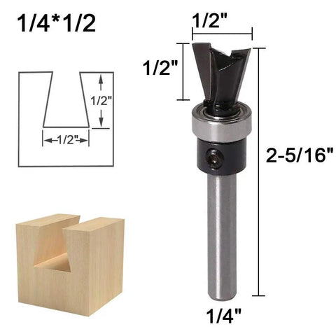 Two Pack Dovetail Router Bits 1 Quarter Inch Shank With Bearing For Woodworking Cutter Set Pro Grade Durable Hard Alloy For Smooth Clean Dovetails And Precise Joinery Perfect For Cabinetry And Drawer Projects
