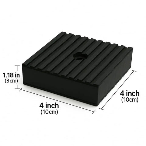 Four Pack Heavy Duty Anti Vibration Pads Made From Solid Rubber Four By Four By One Inches For Quiet Operation, Noise Dampening, And Slip Resistant Support