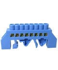 8-Position DIN Rail Screw Terminal Block With Brass Terminals And Copper Contacts Grounding Strip Bottom Seat Snap-In Mount