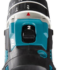 Top view of Heavy-Duty 18V Brushless Cordless Drill And Driver Combo Kit showing settings dial and switch for ease of use.