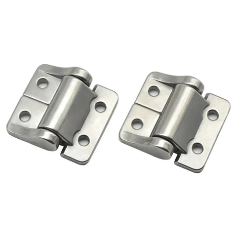 Two silver sturdy stainless steel constant torque gate hinges, model XK508-2-304-0NM, for small and large gates.